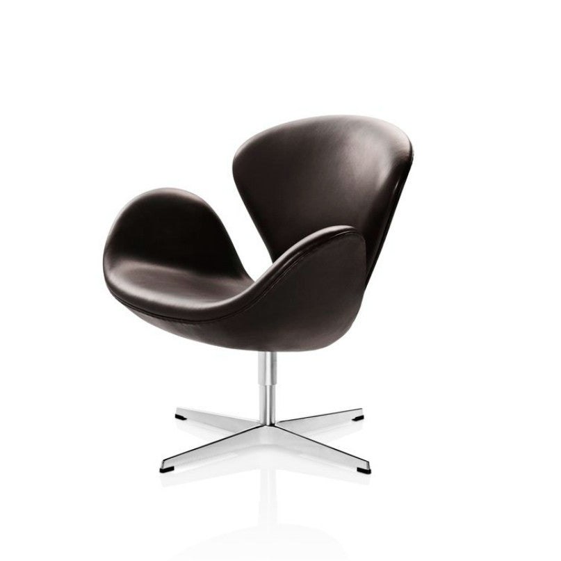 Arne Jacobsen Swan 3320 reupholstered in dark brown leather